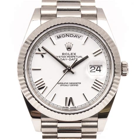 gold rolex presidential white face|Rolex presidential 40mm diamond bezel.